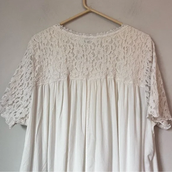 La Cera Plus Size 100% Cotton Lace Applique Gown Size 3XL Cottagecore - Picture 9 of 9